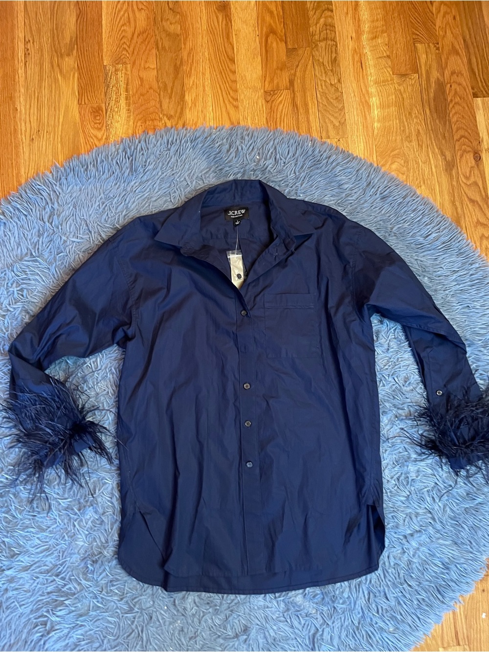 J.Crew Feather Trim Cotton Poplin Button Down Shirt Size 8 NWT - Picture 3 of 8